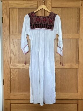 Boho unipolar/ nighty with Burgundy Embroidered Yoke from Mexico